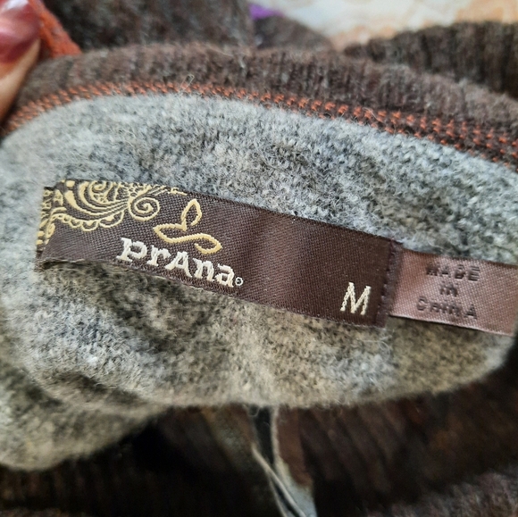 Prana Brown and Orange Quarter-Zip Sweater Med - Picture 2 of 11